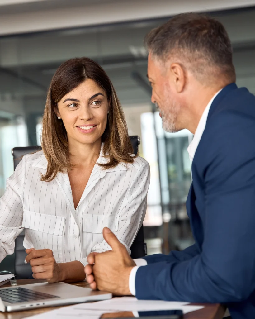 coworkers in meeting using nimbus connect workforce management solution